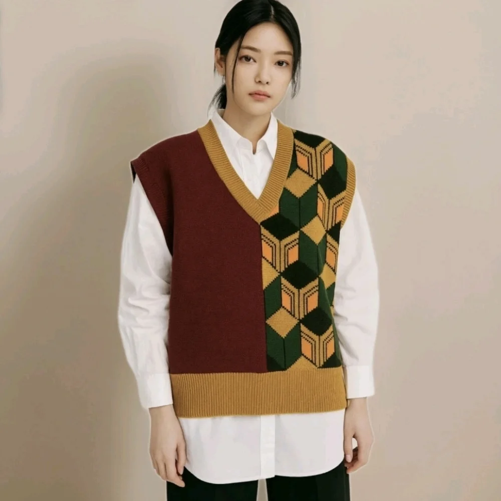 Steady Hands Giyu Tomioka Demon Slayer Sweater Vest Unisex Geometric Size S/M - Picture 1 of 13